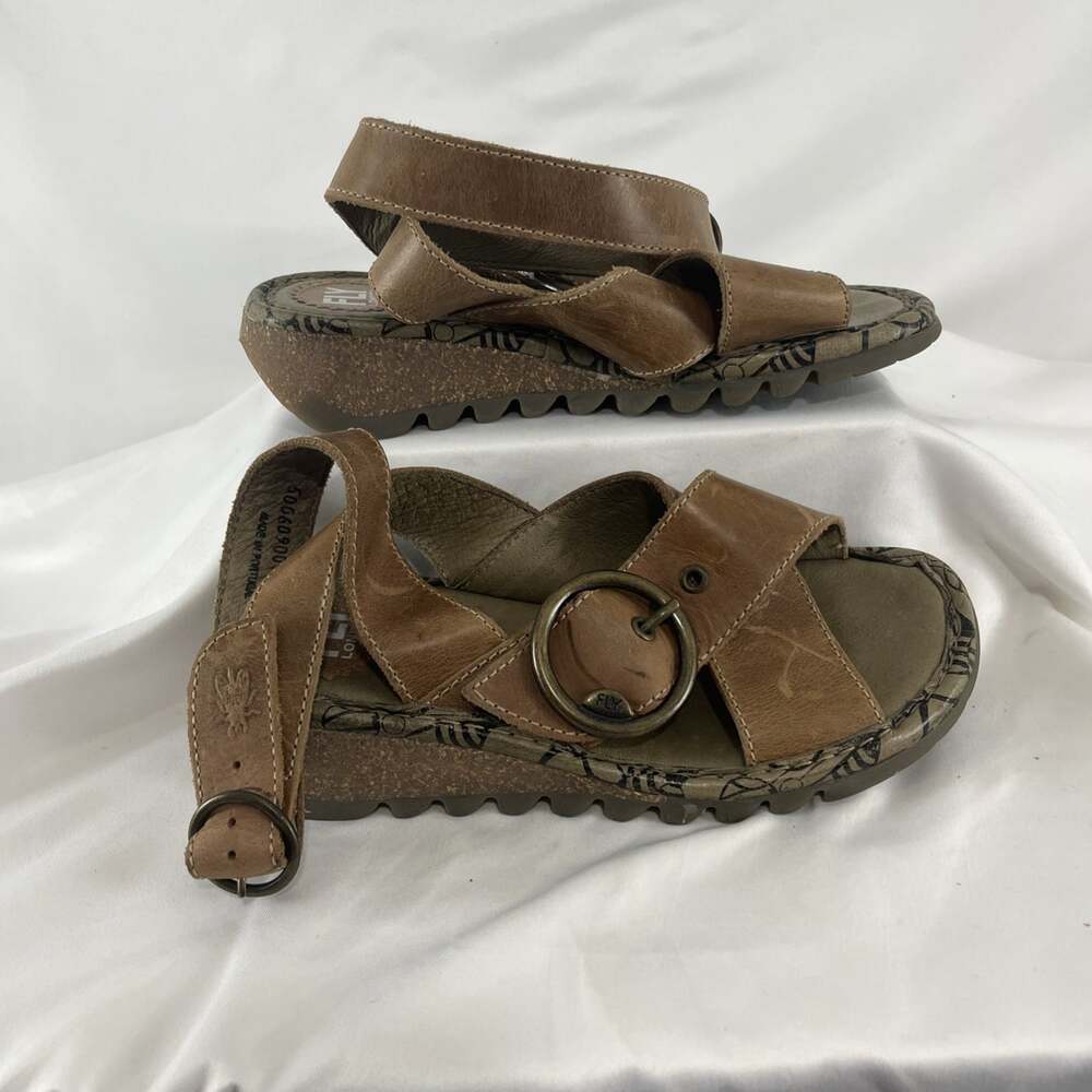Fly London Brown Strappy Sandals Women's US Size 6.5